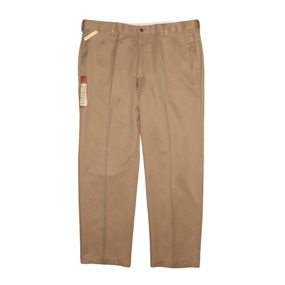 HAGGAR NEW $65 Cool 18 Performance Comfort‎ Waist Flat Front Khaki Pant Men's 38 - Picture 1 of 3